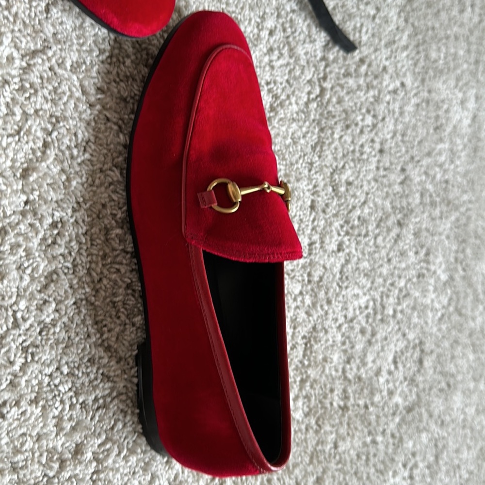 Red Gucci loafers. - Picture 3 of 10